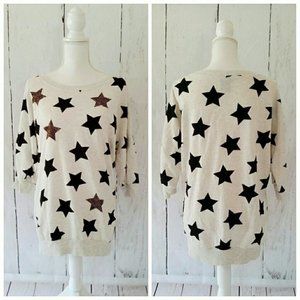 Oversized Star Struck Rhinestone Diamond Gem Jewel Sweater | Size M